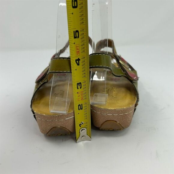 Spring Step L'Artiste Green and Pink Floral Strappy Slingback Sandals Size 38 - Picture 8 of 13
